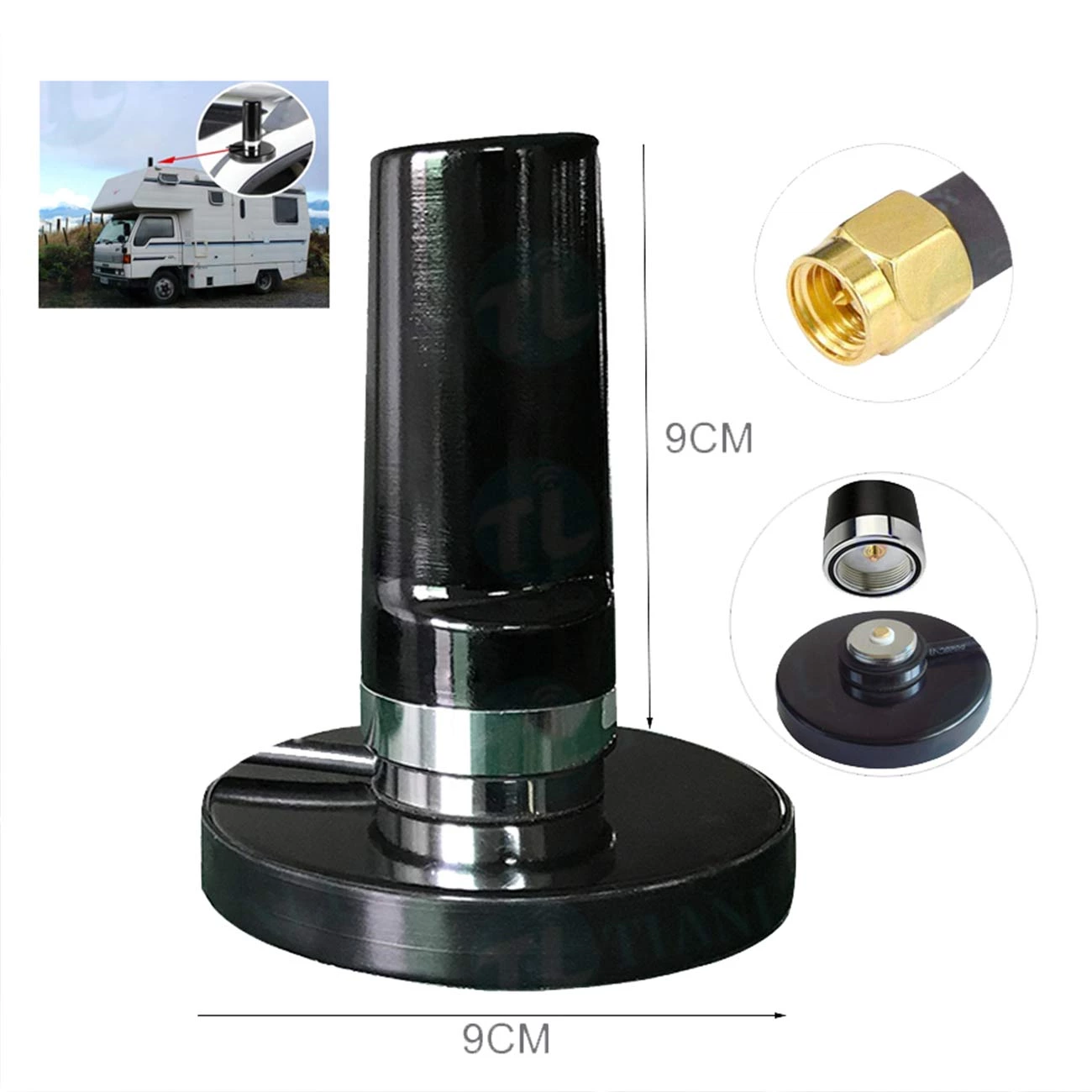 SYNM90-4G 4G/LTE Mobile Antenna – 698-2700MHz 3dBi Off Road Antenna with NMO Connector & 90mm Magnet Mount Base