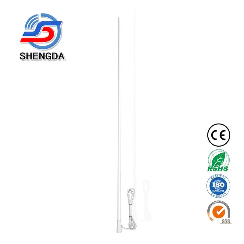 MRF240V VHF Marine Antenna – 156-163MHz 6.5dB Gain 2.4m Antenna with Nylon Marine Base Mount
