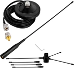 R2 VHF UHF Mobile Ham Radio Antenna – with Ground Planes, Magnetic Base Mount Soft Whip + PL259 Connector for Car/Marine