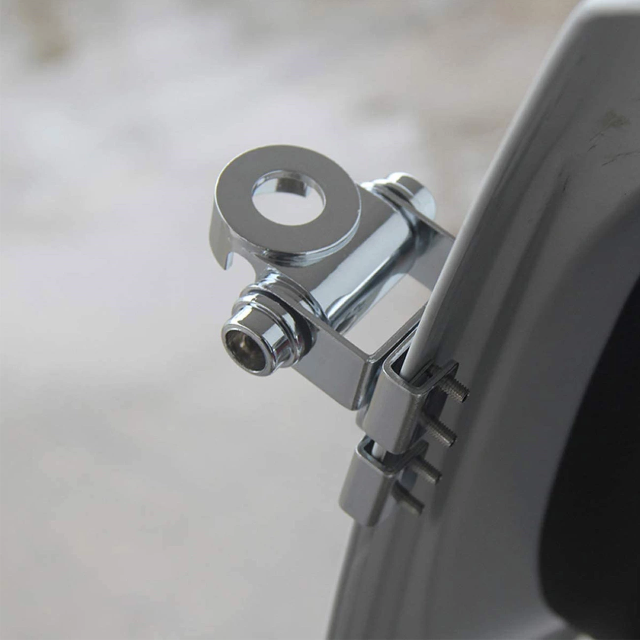 Adjustable Angle Silver Stainless Antenna Bracket – Clip Mount & Hatchback Door Mount for Mobile Car Antenna