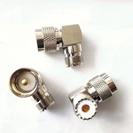 90 Degree Right Angle UHF Connector – PL259 (Male) to SO239 (Female) Coax Coaxial Adapter