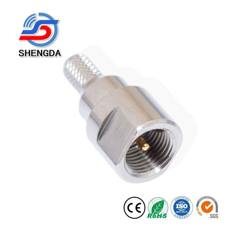 Brass F Plug Male Crimp Type Coaxial Connector – 50ohm Fit for RG58 Cable Communication Antenna