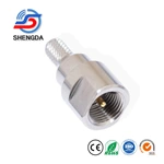 Brass F Plug Male Crimp Type Coaxial Connector – 50ohm Fit for RG58 Cable Communication Antenna