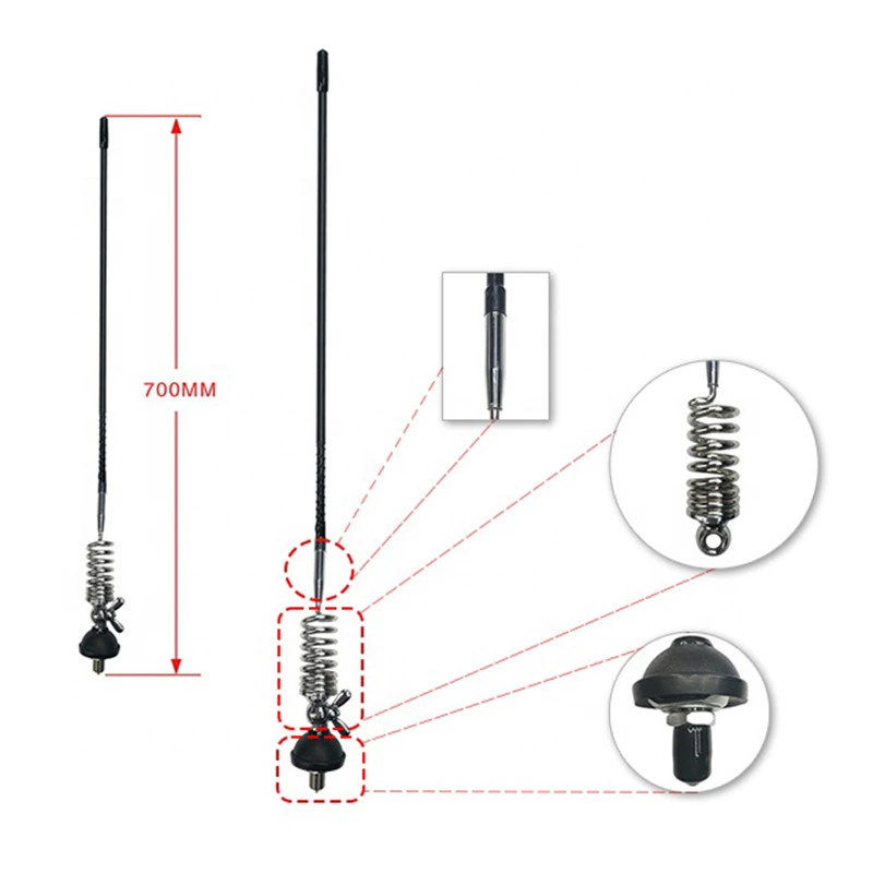 CB Radio Antenna 27MHz 70mm Mobile Car Antenna with Helical Spring with DV Connectors 27D-95 Model for Car Communication