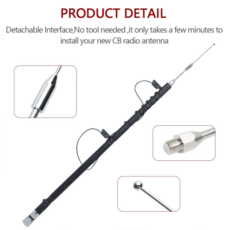 1.3m HF 3-50MHz Antenna and Triple Strong Magnetic Base Tuning Cable Adjustable Frequency Telescopic Off Road Car Antenna