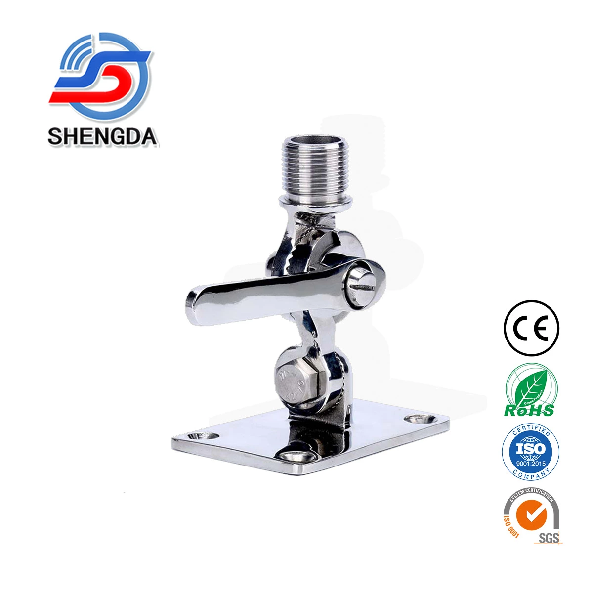 MRF002 Adjustable 4-Way Marine Antenna Mount | 316 Stainless Steel VHF Radio Antenna Base Bracket for Boat & Yacht