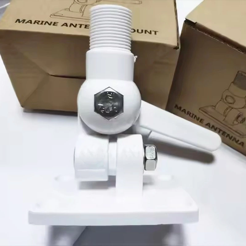 MRF001 ABS Marine Antenna Mount | Reinforced Nylon 4-Way Boat Antenna Base White Marine Mounting Bracket